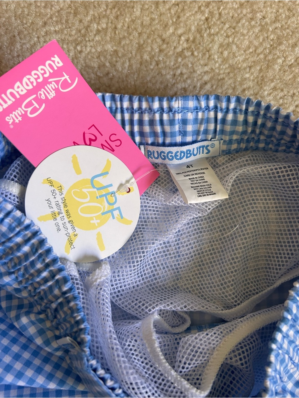 NWT RuggedButts Blue Gingham Swim Trunks - Picture 6 of 7